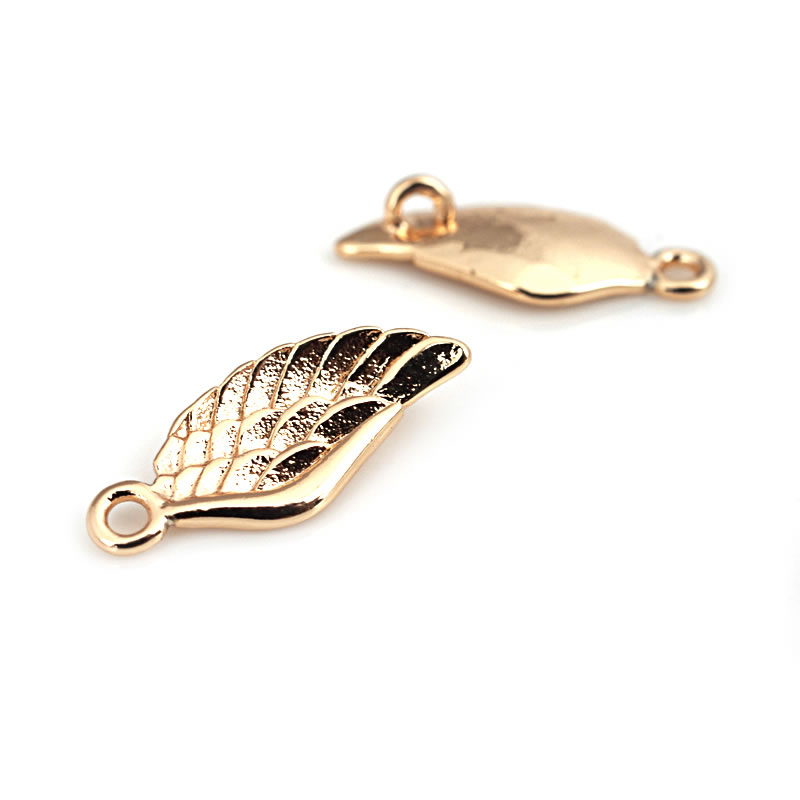 10PCS 16x7MM 18K Gold Color Brass Angel Wings Charms High Quality Diy Jewelry Making Necklace Earrings Accessories for Women