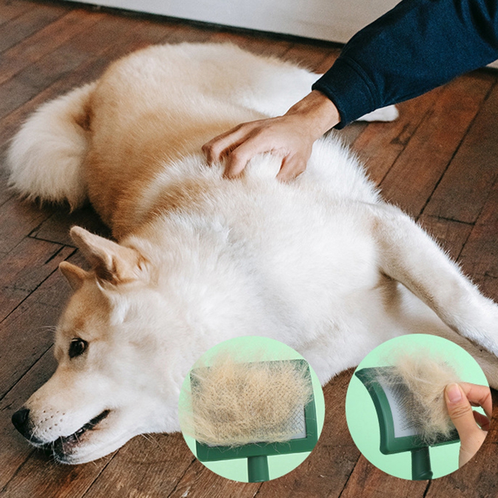 Pet Hair Removal Brush With 120° Angle Medium/Small Dog Cat Long Needle Sliding Brush Reusable Puppy Wire Comb Pet Hair Supplies