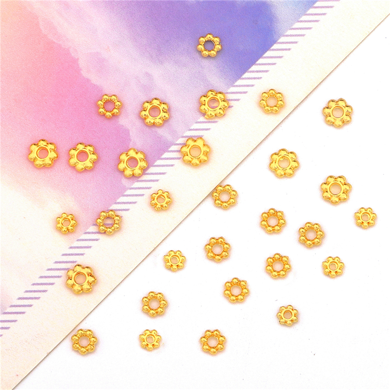 10Pcs 50Pcs18K Gold Copper Metal Beads Flower Cap Connectors for DIY Earrings Bracelet Necklace Making Jewelry Findings