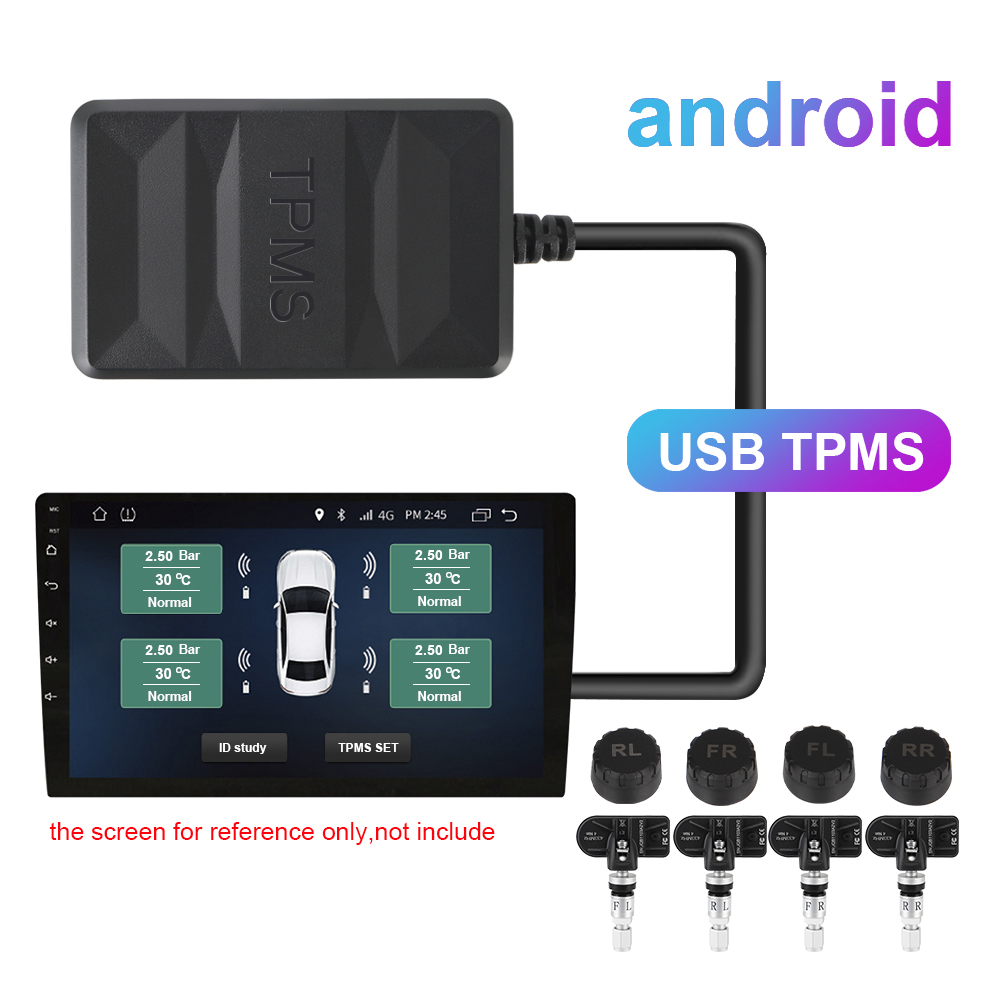 USB TPMS for Car Radio DVD Player Spare Tyre Internal External Sensor Tire Pressure Monitoring System Android TPMS
