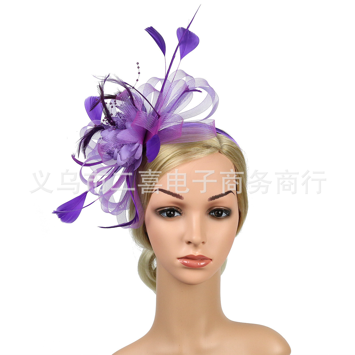 Big Fascinator Hat Women Wedding Elegant Feather Pillbox Cap Royal Party Headpiece Ladies Evening Church Chapeau 240401