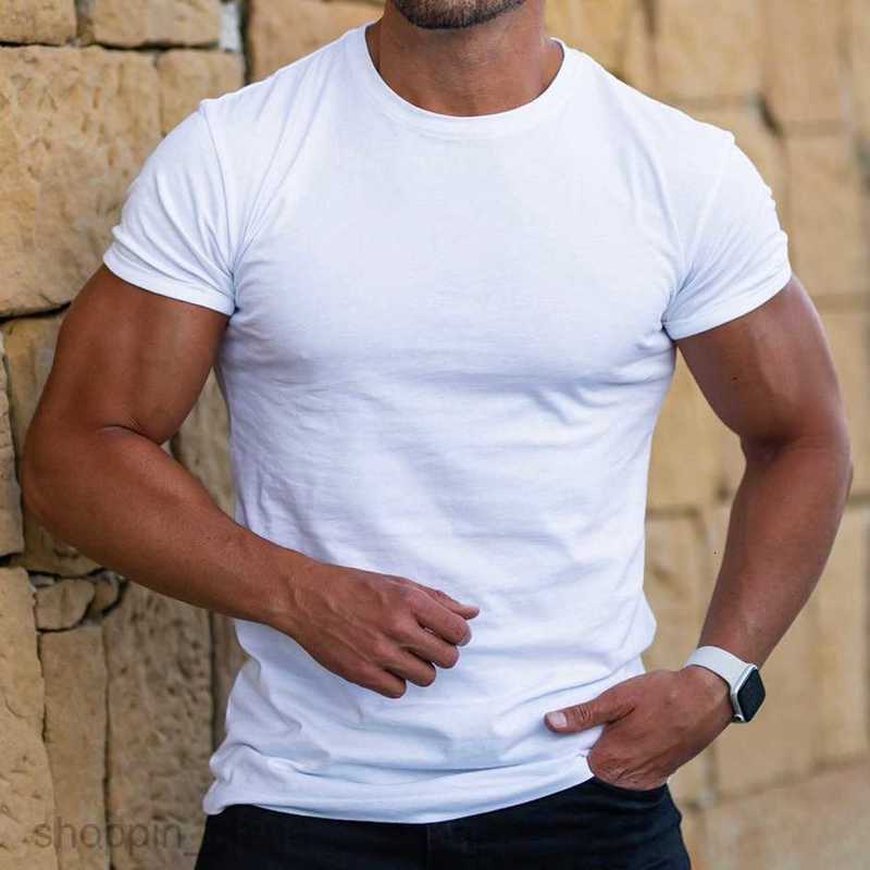 Men's T Shirts Male Summer Sports and Leisure Trend Personalized Solid Color Short sleeved Top Short sleeved Men tees tops