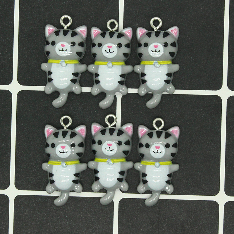 10/16pcs Cute Cat Earring Resin Charms DIY Flatback Smooth Frosting Animal Jewelry Pendants For Keychain Choker Make D36