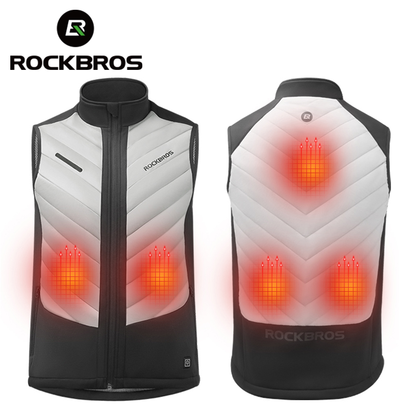 ROCKBROS Motorcycle USB Winter Heated Jacket Sport Thermal Clothing Cycling Heating Washable Warm Moto Vest
