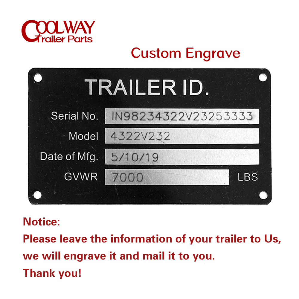 Heavy Duty Aluminum Trailer ID Tag Vin Plate Serial GVWR Medical Blank Powder Coated Finish RV Parts Camper Accessories