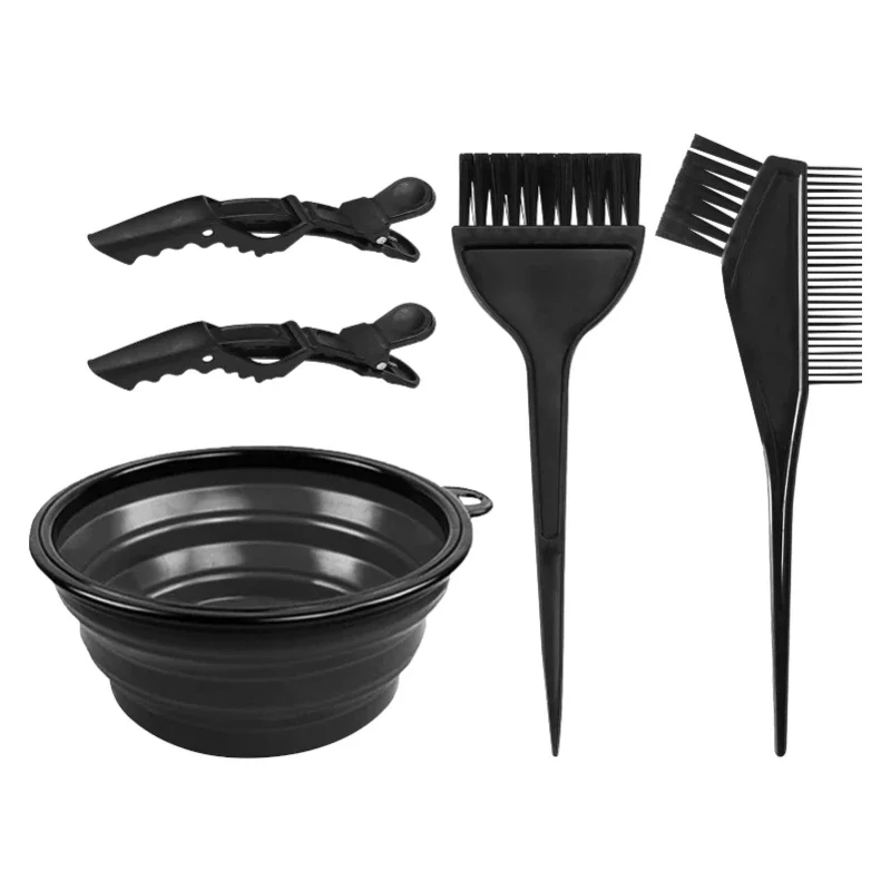 5pcs Professional Color Mixing Bowl Barber Beauty Double Side Comb Washable Hairdressing Brush Hair Dye Set Home Highlighting