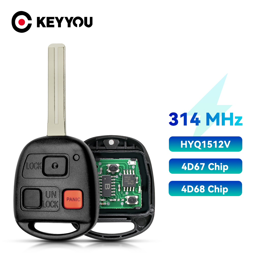 KEYYOU 3 Buttons Remote Key 314mhz chip for Lexus GX470 LX470 2003 2004 2005 2006 2007 2008 HYQ1512V 4D68 89070-60801