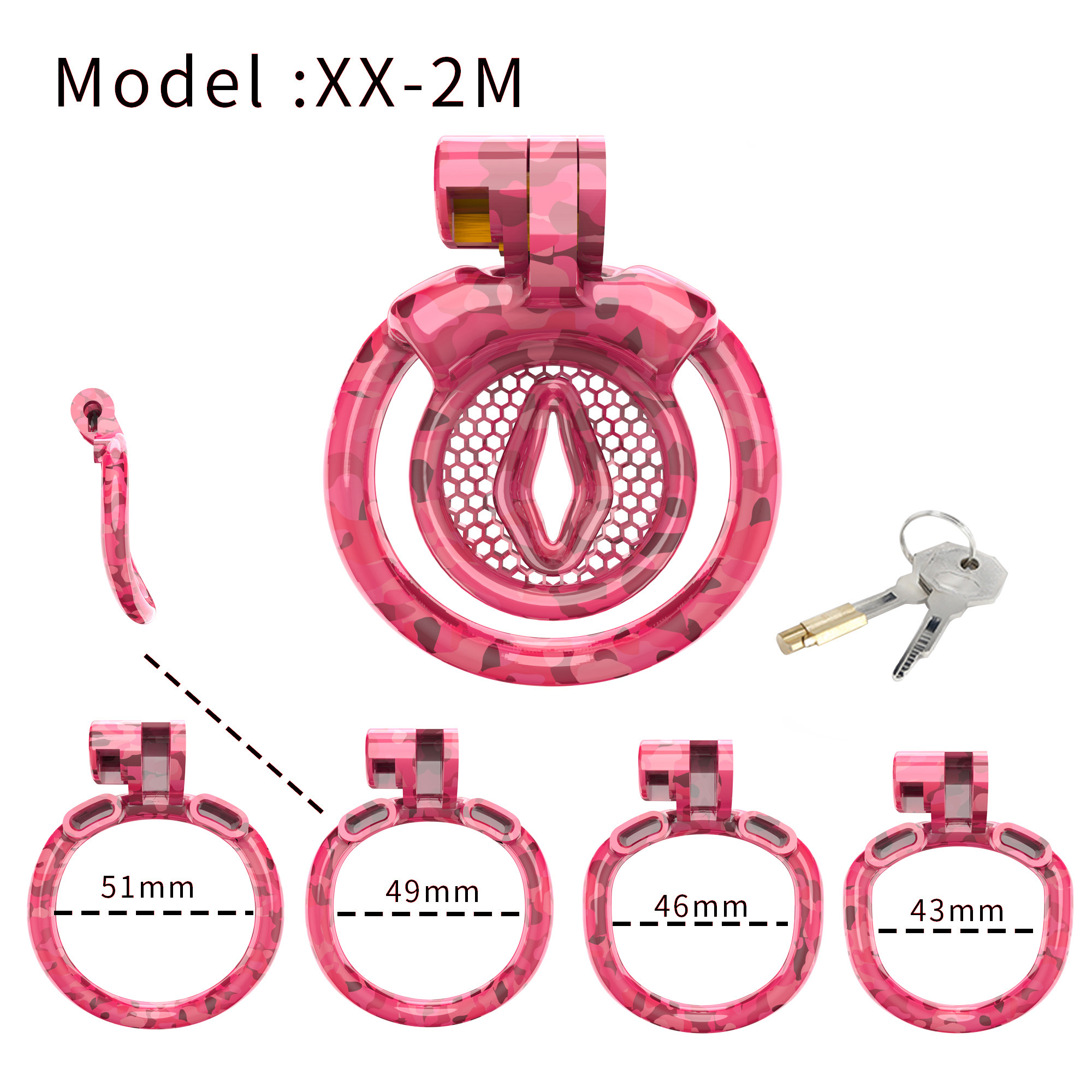 Positive/negative Super Small Chastity Cage Sissy Cross-dressing Toys Camouflage Chastity Lock with 4 Sizes Penis Ring Sexy Toys