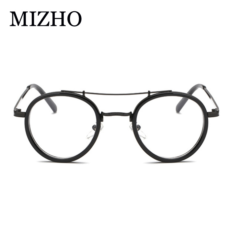 MIZHO New Designer Woman Glasses Optical Frames Vintage Metal Oval Korea Glasses Frame Men Clear lens Eyewear Black Eye Glasses