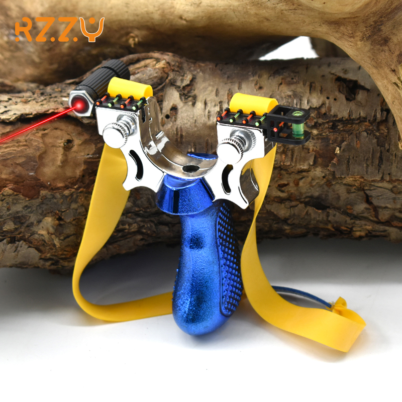 Hunting Laser Slingshot Professional Outdoor Pocket Bow Catapult with Flat Rubber Band for Entertainment Game Toys Accessories