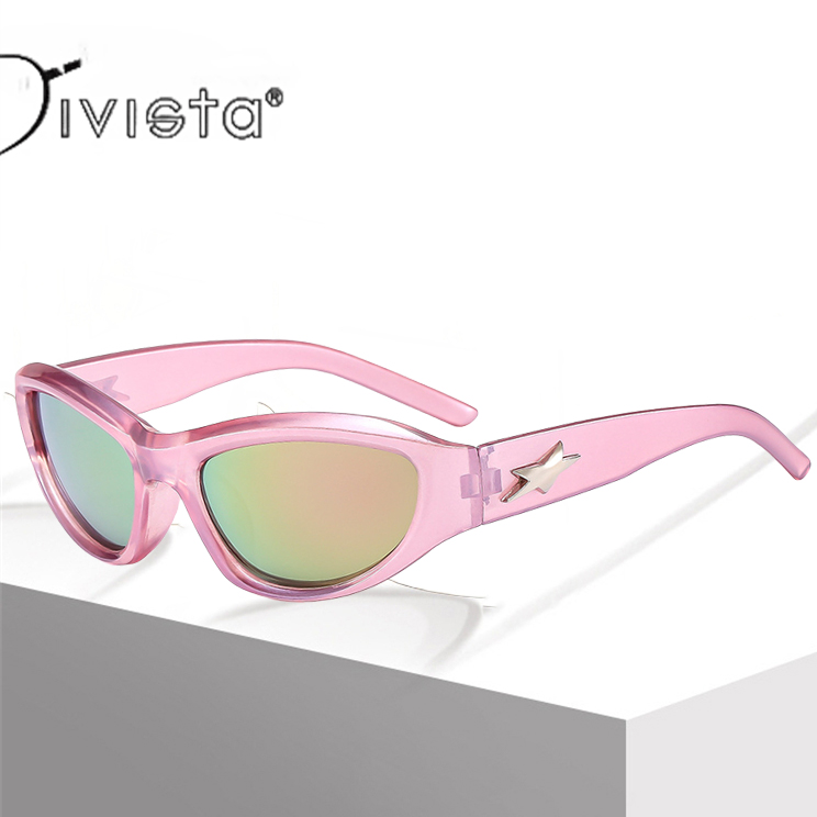 New Y2K Punk Cat Eye Sunglasses Fashion Women Shades UV400 Brand Designer Men Trendy Eyewear Sports Steampunk Sun Glasses S73 NH1303 IVISTA