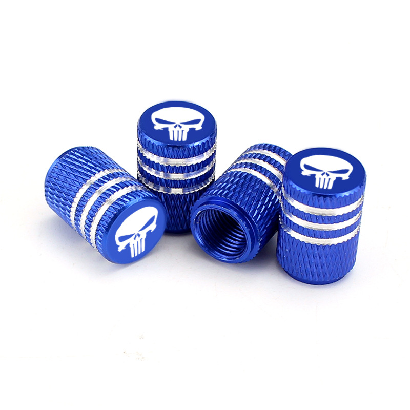 4pcs Skull head logo Car Tire Valve Caps,Aluminum Alloy Car Wheel Tire Valve Caps Dustproof car Motorcycle Truck SUV Bike