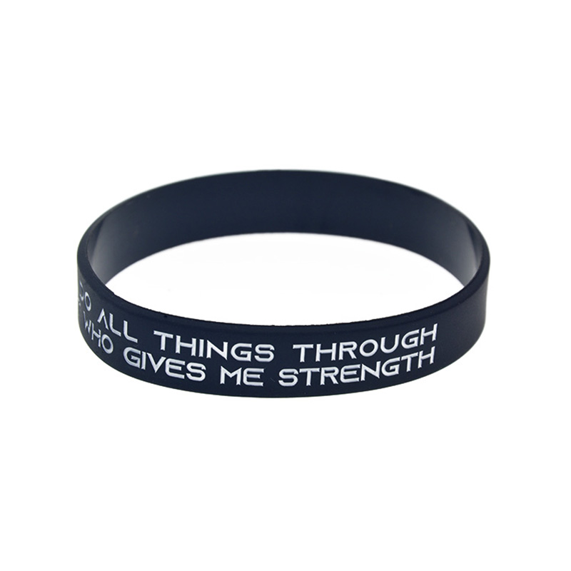 1 PC Philippians 4:13 I Can Do All Things Through Christ Who Gives Me Strength Silicone Bracelet