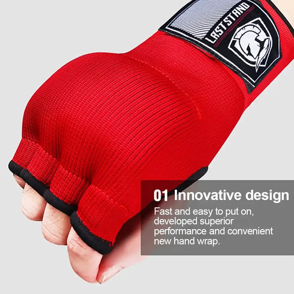1Pair Gel Boxing HalfFinger Gloves Lazy Quick Hand Wrap Combat Free Bandages 240619