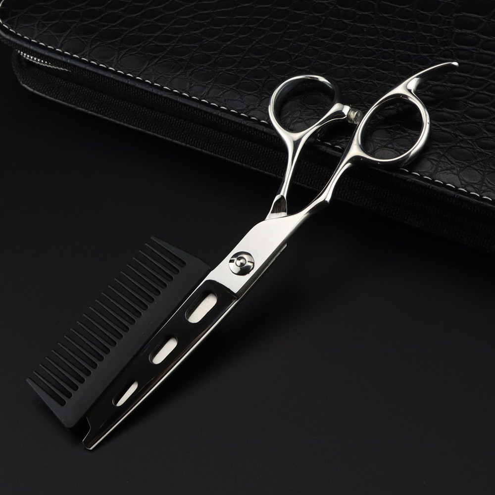 Professional JP440c 6 '' Left handed Silver 2 in 1 hair scissors with comb haircut barber cutting shears hairdressing scissors