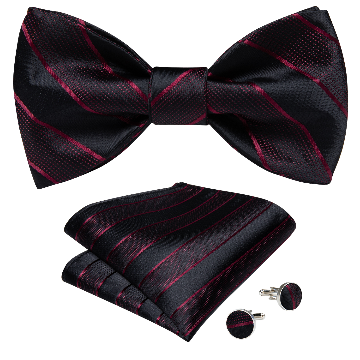 Men BowTies Silk Homme Floral Blue Bow tie Cufflinks Hankerchief 3pcs Set For Wedding Party Prom Formal Suit Accessories Tuxedo