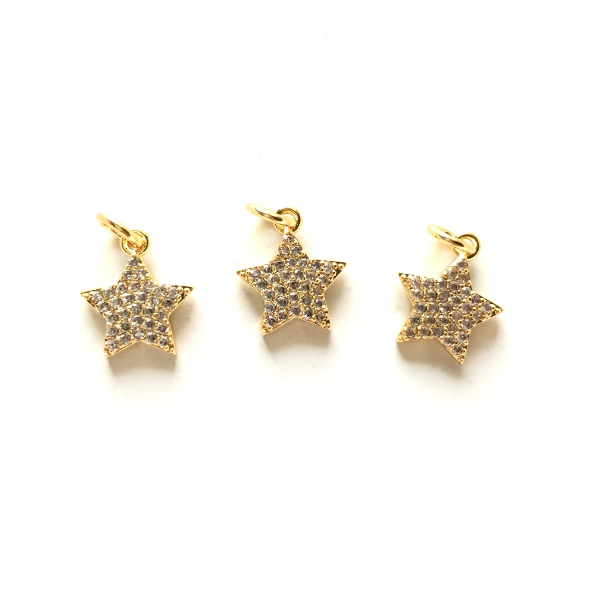 5pcs Small Size Clear Black Micro Zirconia Pave Star Pendant Gold-Plate Charm for Women Jewelry Earring Bracelet Necklace Making