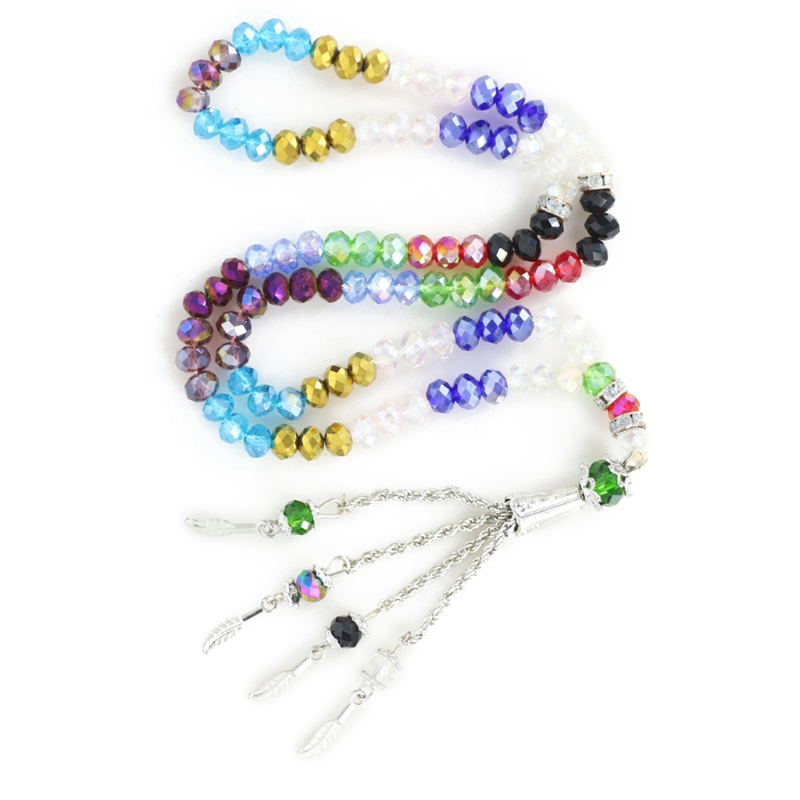 Crystal Tasbih Prayer Bead Allah Muhammad Islamic Prayer Rosary Beads Muslim Islam 99 Prayer Beads Necklace Foldable