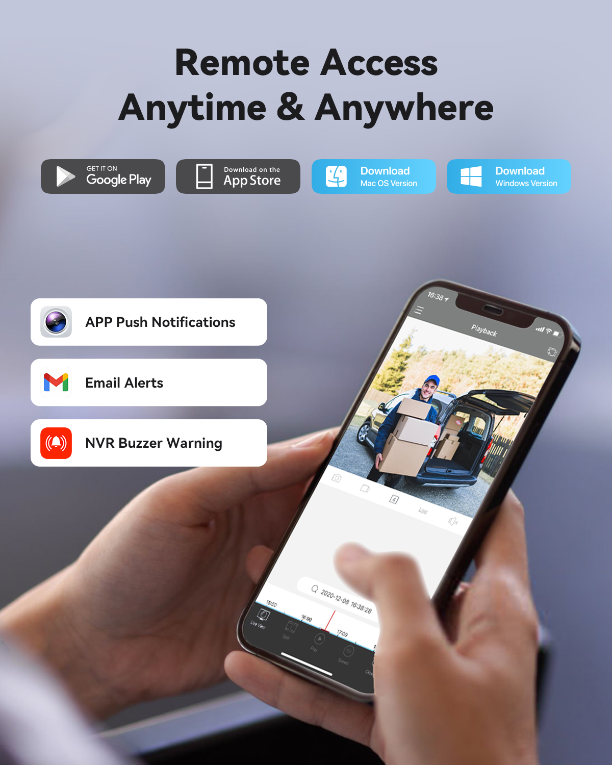 H.View Network Video Recorder 16ch 4K/8MP/6MP/5M/4MP/3MP H.265 Poe Nvr Cctv Surveillance Security System for IP Camera Onvif