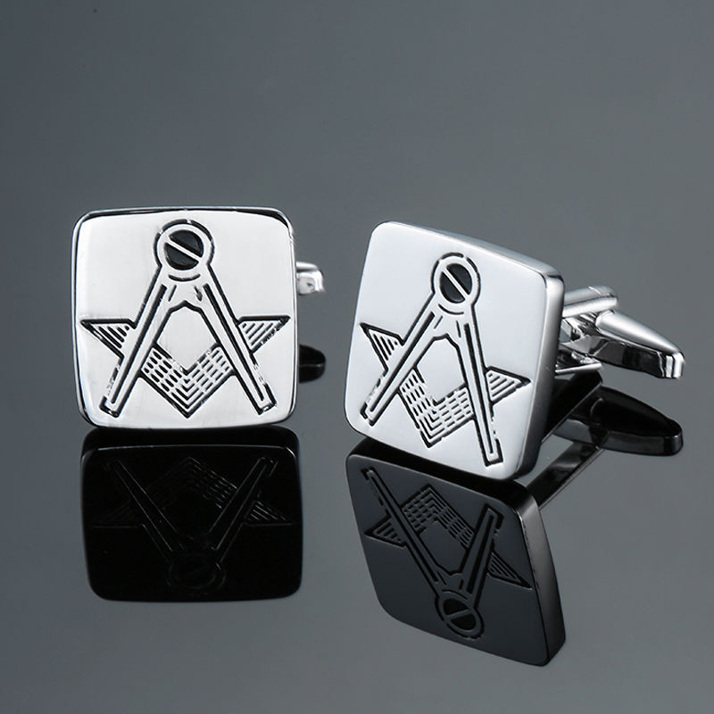 Hot Sale Men Cuff Links Freemasonry Cufflinks Masonic Cuff Buttons Sleeve Designer for Masonry Square and Compass with G