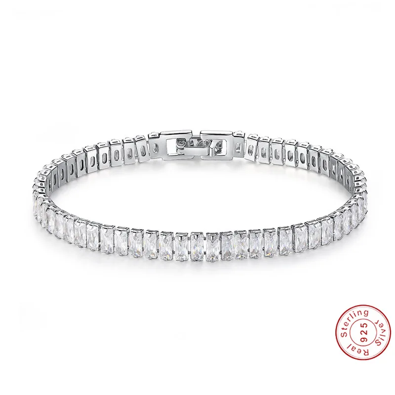 2019 new luxury square 925 sterling silver bracelet bangle for women anniversary gift jewelry wholesale