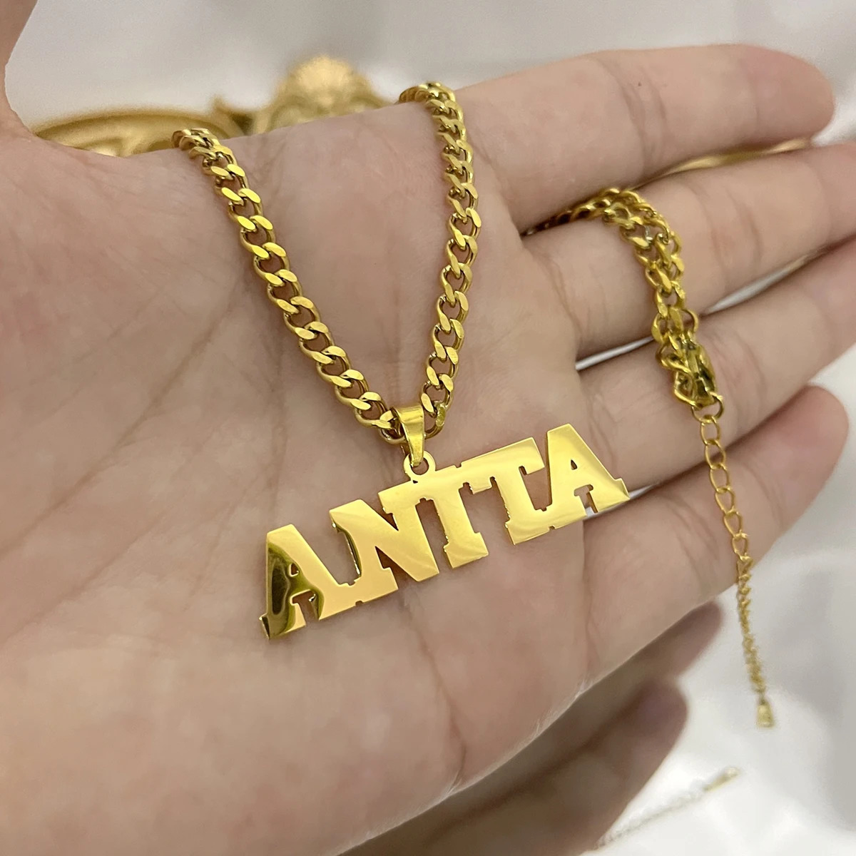 Customized Name Necklaces Pendants for Men Women Personalized Custom Gold 4mm Cuban Chain Stainless Steel Nameplate Jewelry 240624