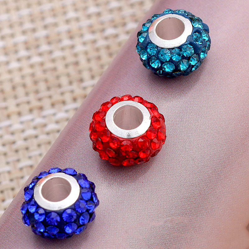 20Pcs Lot Large Hole Beads European Style Colorful Glass Spacer Beads Rhinestone Craft Beads for DIY Bracelet Jewelry Necklaces