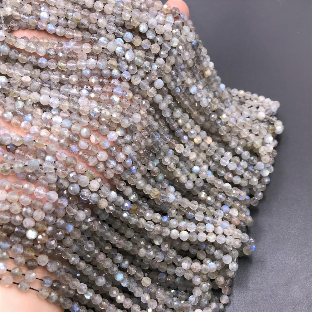 Natural Stone Labradorite Beads 2-4mm Micro Faceted Round Loose Spacer Beads for DIY Necklace Bracelet Accessries Wholesale