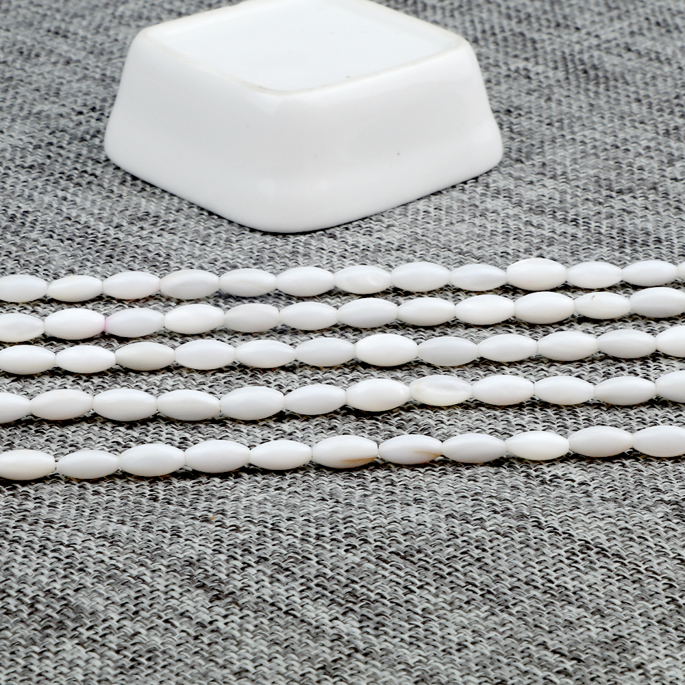 Wholesale 5*10MM White Rice Shape Freshwater Shell Beads Oval Natural Mother of Pearl Snail Shell Beads DIY Craft 15" Per Strand