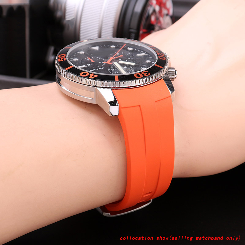 Rubber Sport Strap For Tissot Sea star T120 Curved Waterproof Diving Silicone Band T120417A Men Replacement Belt Watchband