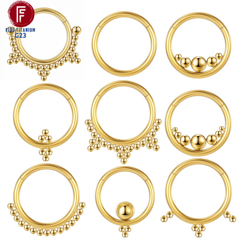 F136 Titanium Piercings Septum Hoop Cartilage Tragus Nose Rings Women conch Earring Body Hinged Segmen Beads CZ Helix Jewelry