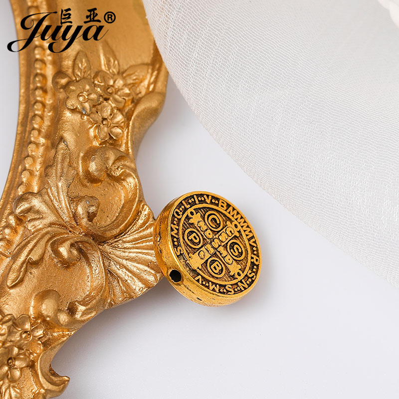30PCS Jesus Cross Spacer Beads For Jewelry Making Christian Crown Bead Supplies Needlework DIY Handmade Bracelets Accessories