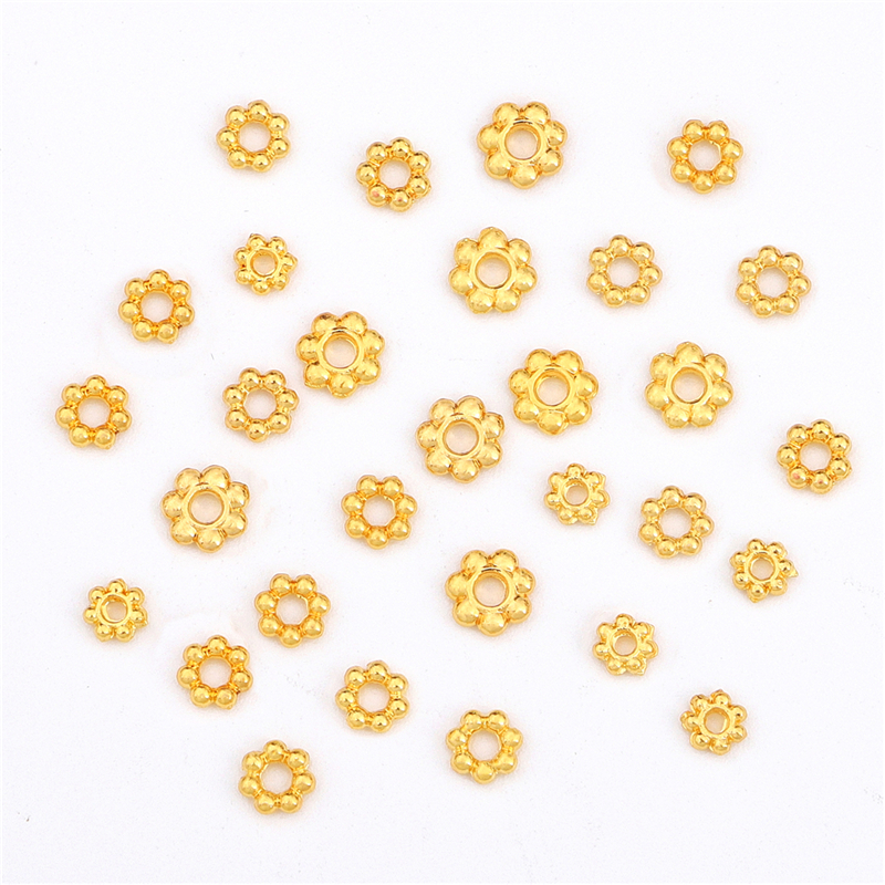 10Pcs 50Pcs18K Gold Copper Metal Beads Flower Cap Connectors for DIY Earrings Bracelet Necklace Making Jewelry Findings