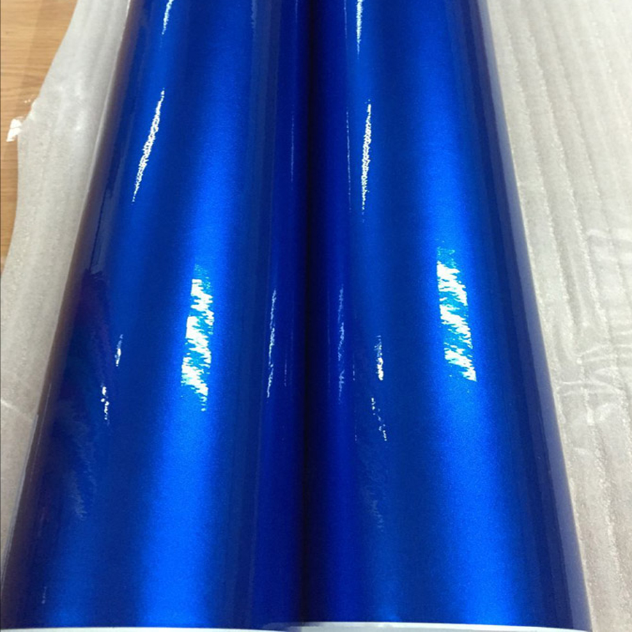 Top quality 10/20/30/40/50/60X152CM/Lot Blue Glossy Metallic Glitter Car Sticker for car wraps Glossy Candy Vinyl Film