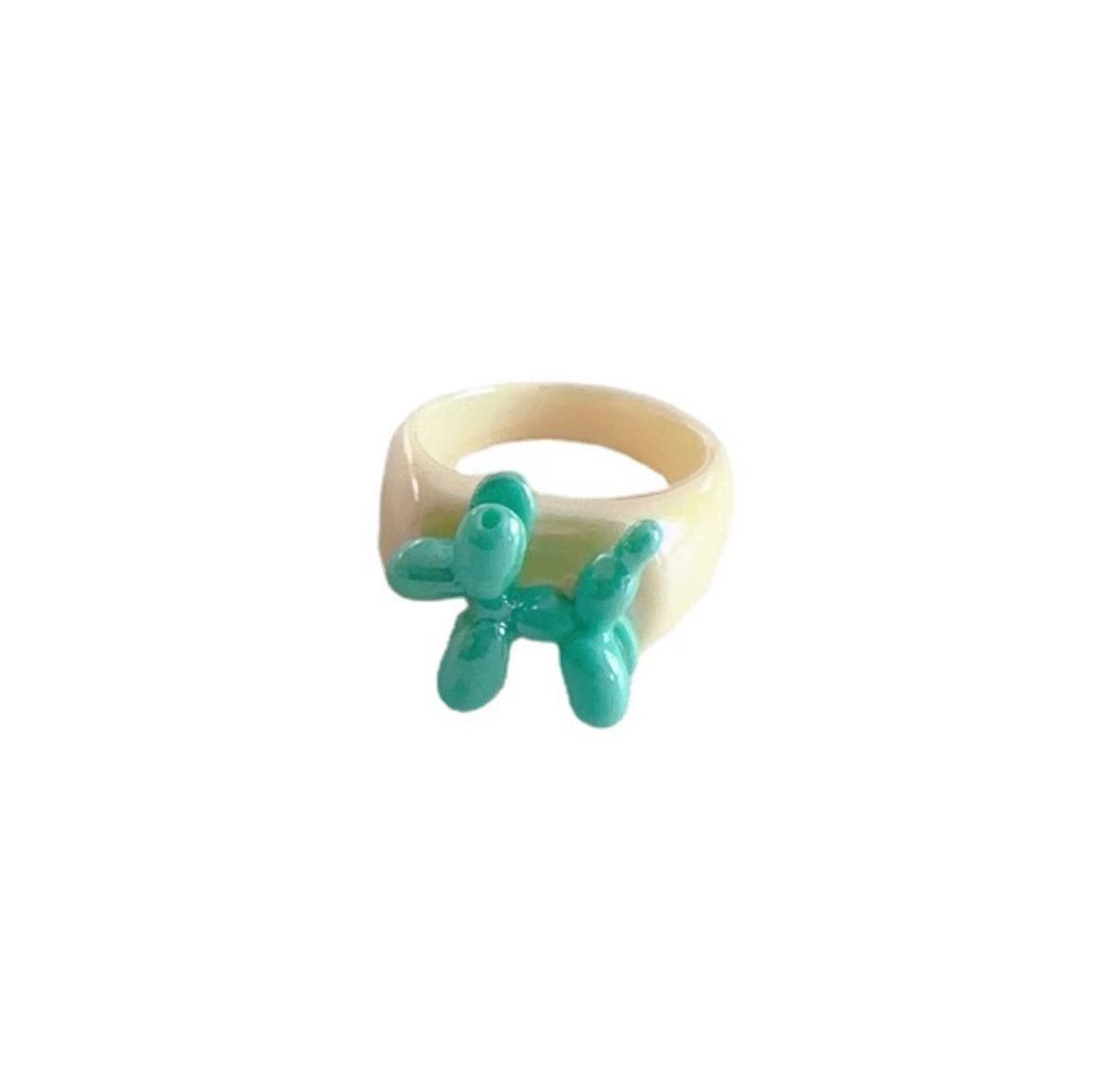 Korean Color Acrylic Niche Personality Simple Cute Sweet Cat Dog Ring Does Not Fade Index Jewelry Set Girl Kid Student Gift
