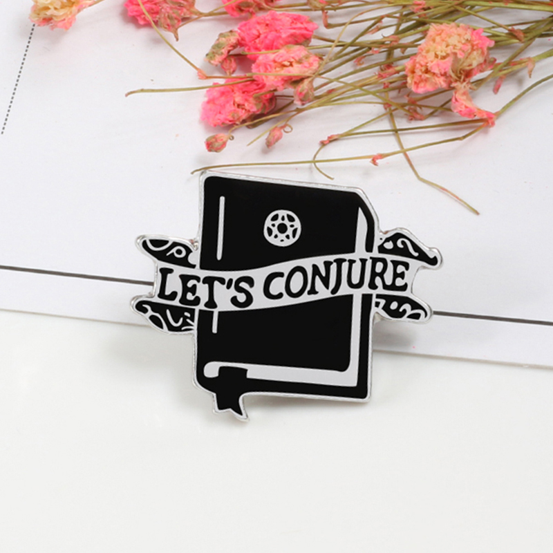 Black Punk Magic Book Enamel Pins Funny Library Books Brooches Backpack Clothes Metal Lapel Pin Badges Jewelry Gifts for Friends