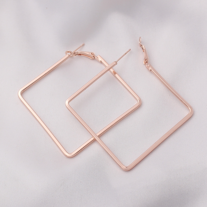 European Hyperbole Big Square Circle Hoop Earrings for Women Jewelry Geometric Rhombus Ear Jewelry Brincos S Bijouterie
