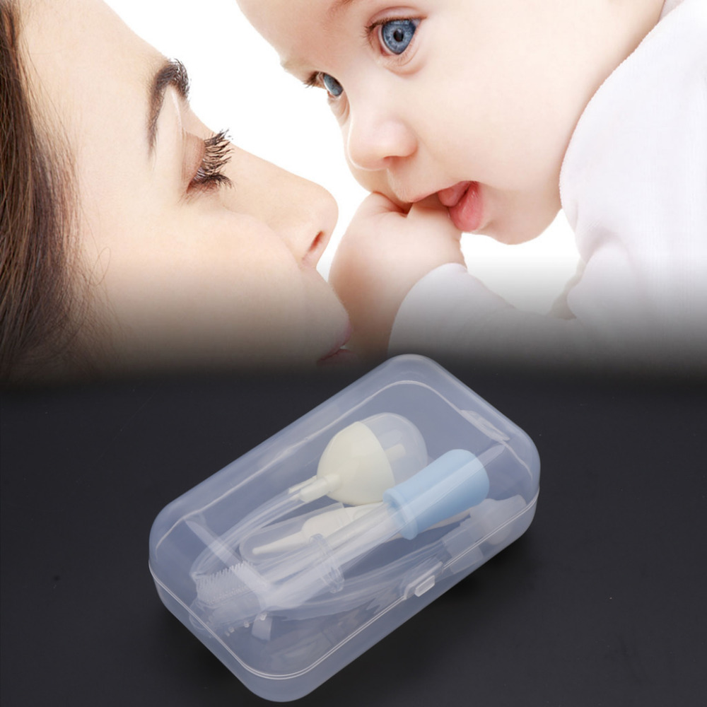4Pcs Newborn Baby Care Kit Healthcare Nasal Aspirator Dropper Feeder Nursing Kit MAY21-B