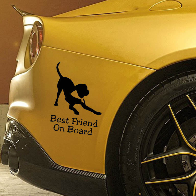 YJZT 9.7CM*13CM Best Friend Dog BABY ON BOARD Vinyl Sticker Car Decals Black Silver C10-00671