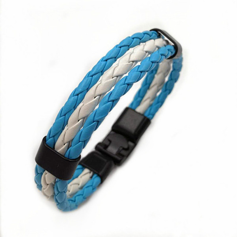 2018 National Flag Brazil England Argentina Leather Bracelet 3 Strands Braided Bracelet Wristband Jewelry