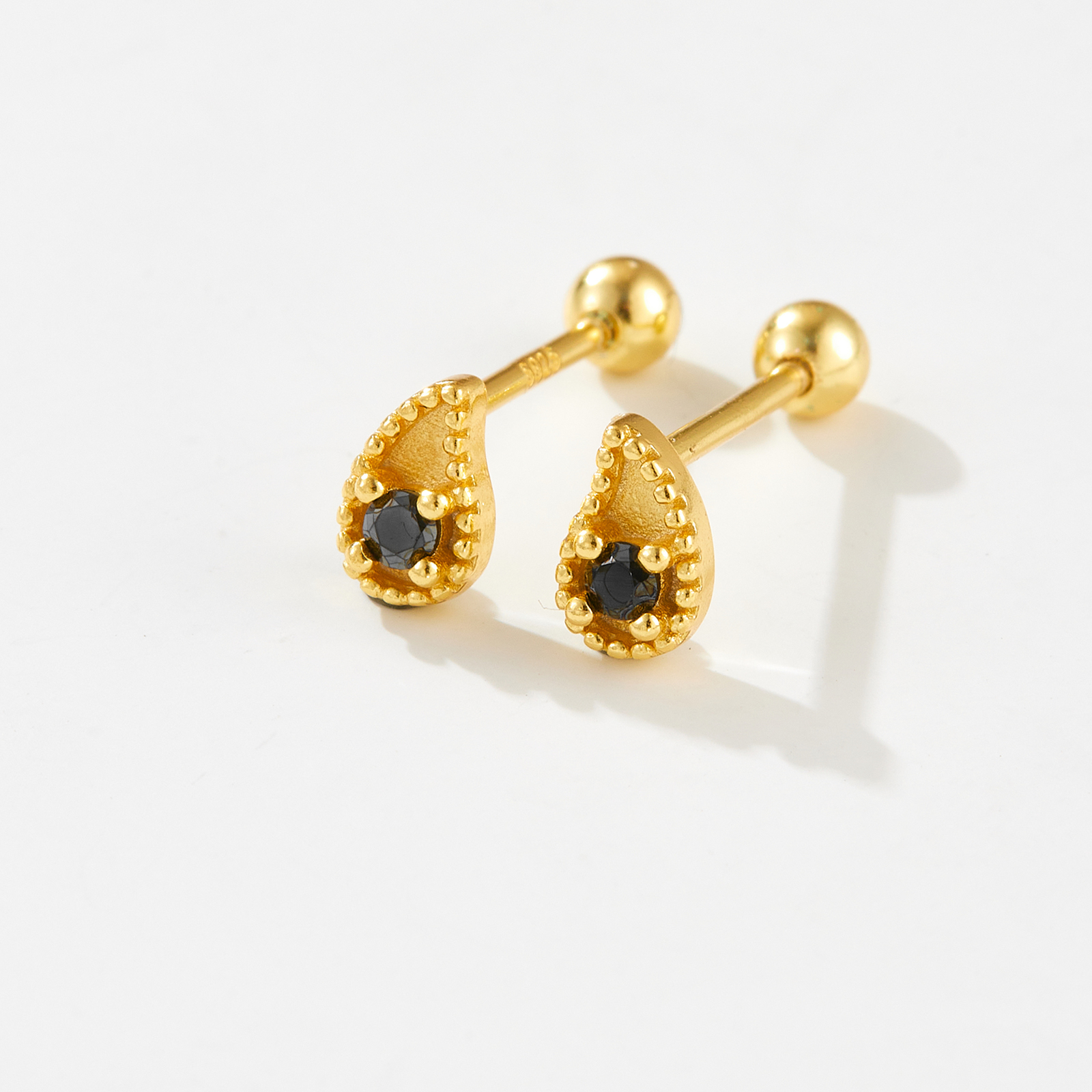 ANDYWEN 925 Sterling Silver Gold Water Droplets Stud Earring Mini Piercing Rock Punk Jewelry Clips Accessories Wedding Gift