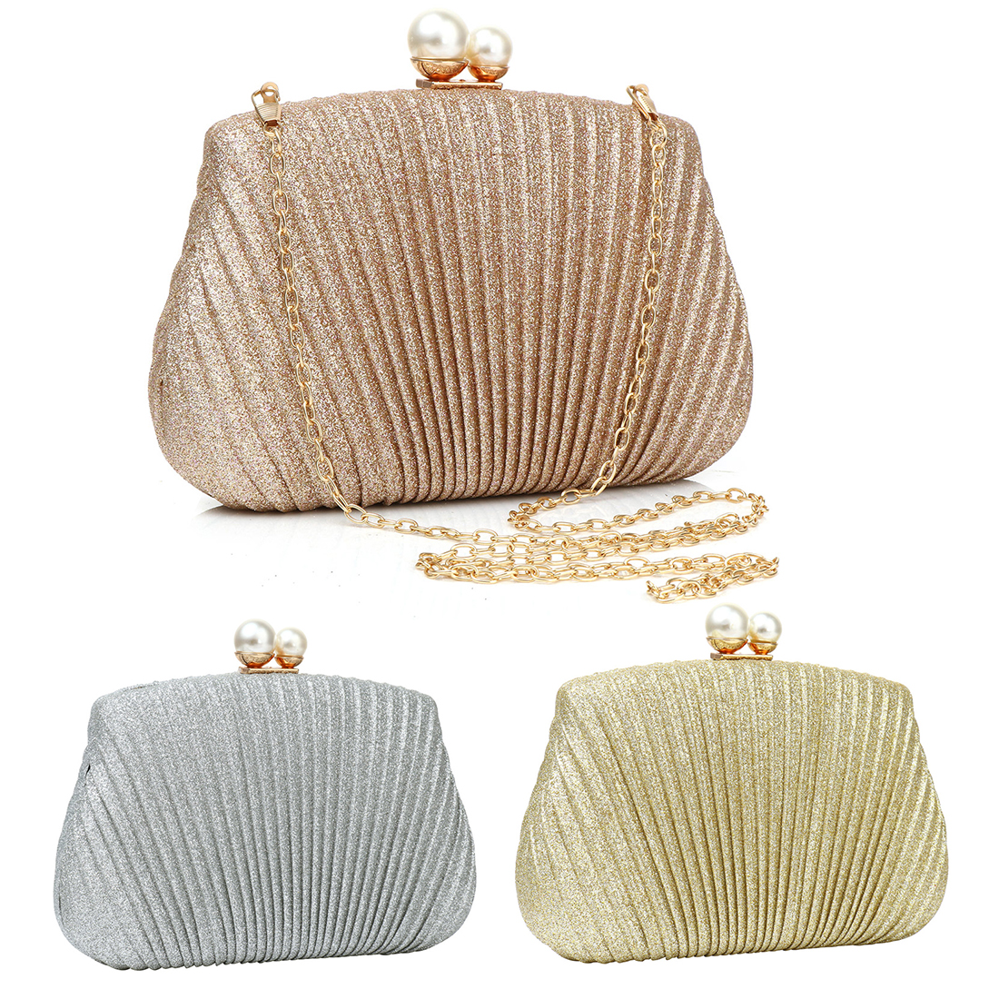 YYW Noble Pearl Clutch Bag Bright Handbag Coin Purses Evening Clutch Bags Wedding Party Shoulder Bags Sac Mariage Femme Soiree