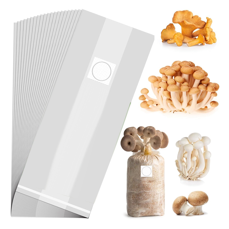Mushroom Grow Bags,Polypropylene Mushroom Spawn Bag 8X5x20inch With Breathable For Substrates Strong Tear