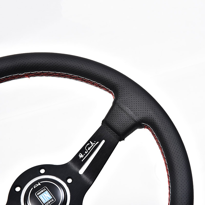 350MM Universal Classic ND Racing Steering Wheel Leather Deep Corn Nardi Steering Wheel for VW TOYOTA HONDA BMW Citroen