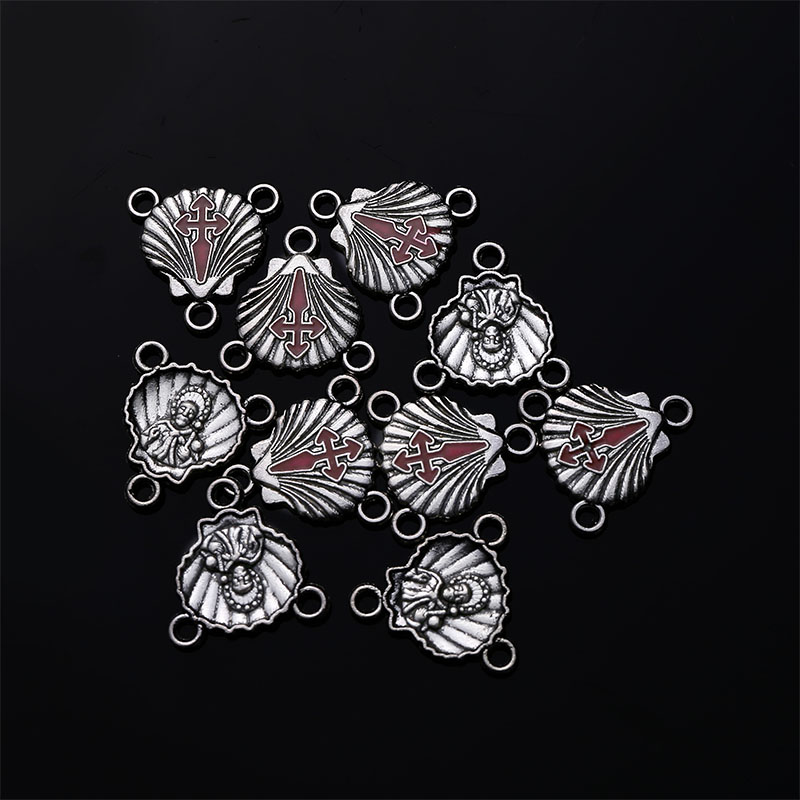 10 pieces/Catholic Virgin Mary Rosary Center Connector Trend Jesus Cross Pendant Medal, Connector for Jewelry Making