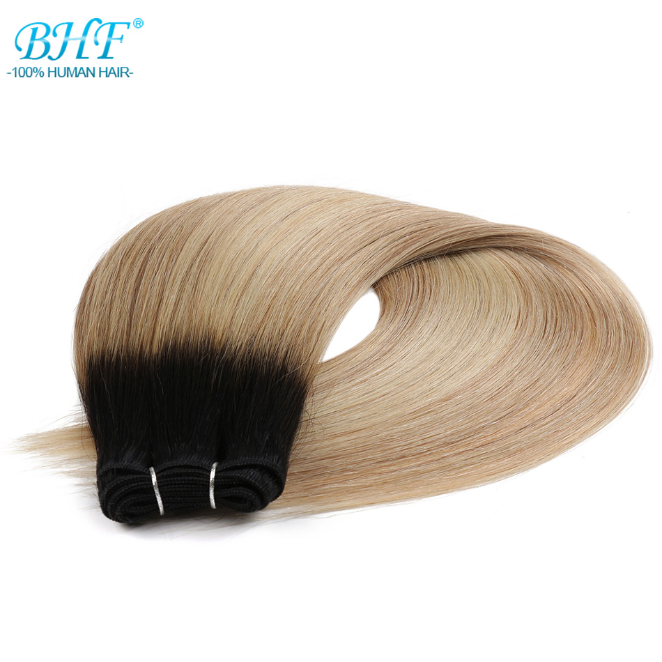 BHF Highlight Straight Human Hair Bundles Ombre Honey Blonde Remy Human Hair Weft Brazilian Brown Hair Extensions 30 Inch