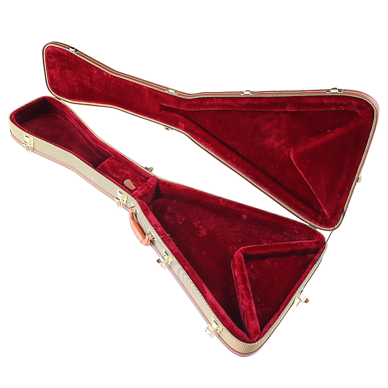 V Shape Electric Guitar Hardcase Wood Case Cover PVC Box Leather Material with Foam Lining