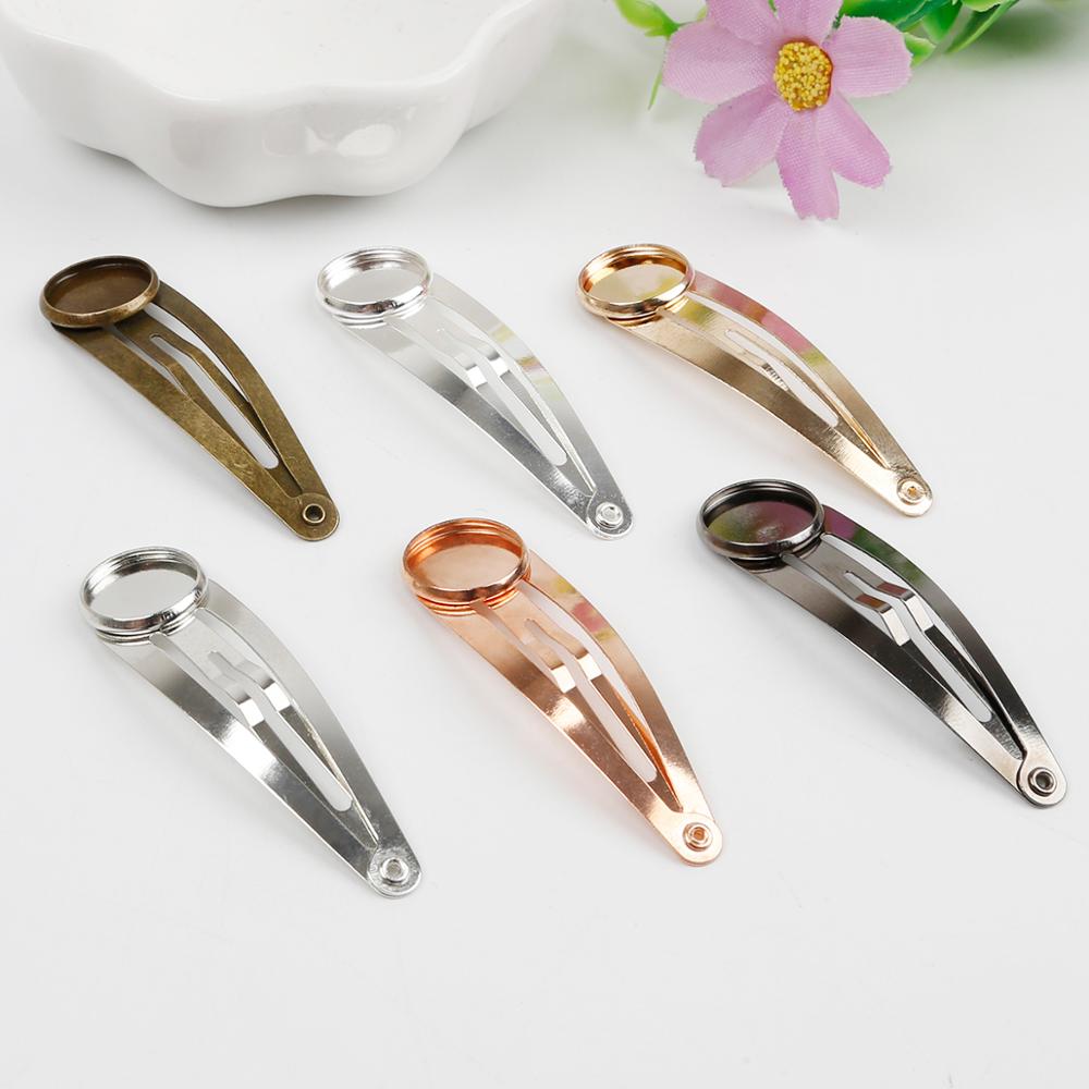 10pcs/lots 12mm Metal Hairpin Hair Clip Base Cabochons Cameo Setting For DIY Hair Ornaments Jewelry Making Findings Accessories