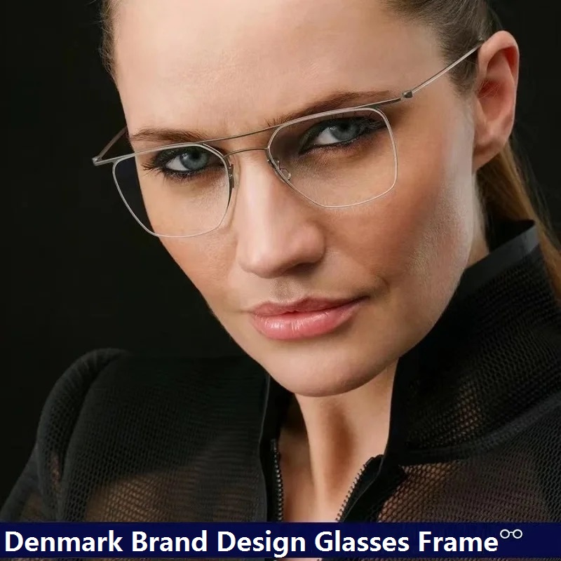 High Quality Denmark Brand Glasses Frame Titanium Light Thin Double Beam Design Square Eyewear Men Woman Eyeglasses Optical Lens