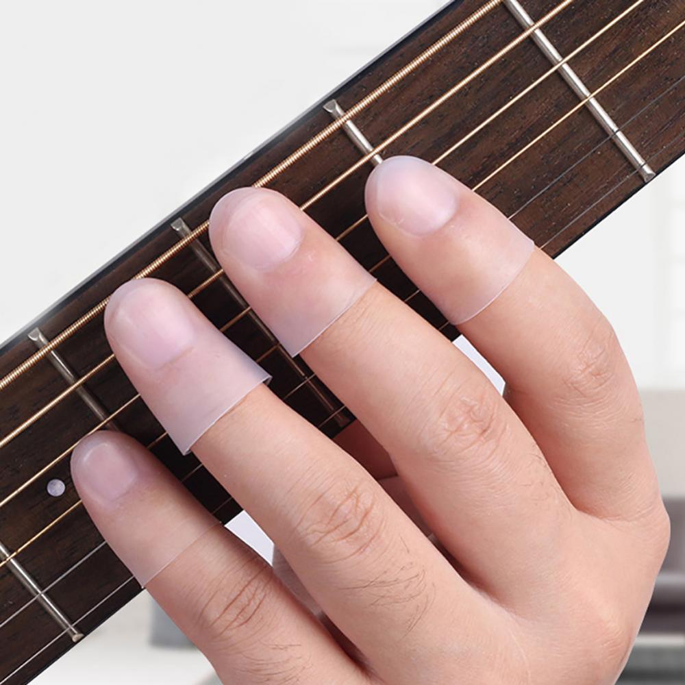 4Pcs Ultra-thin Left Hand Guitar Fingertip Protector Silicone Finger Guard Cover